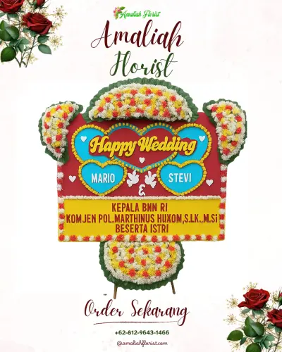 Karangan Papan Bunga Pernikahan di Cintamulya